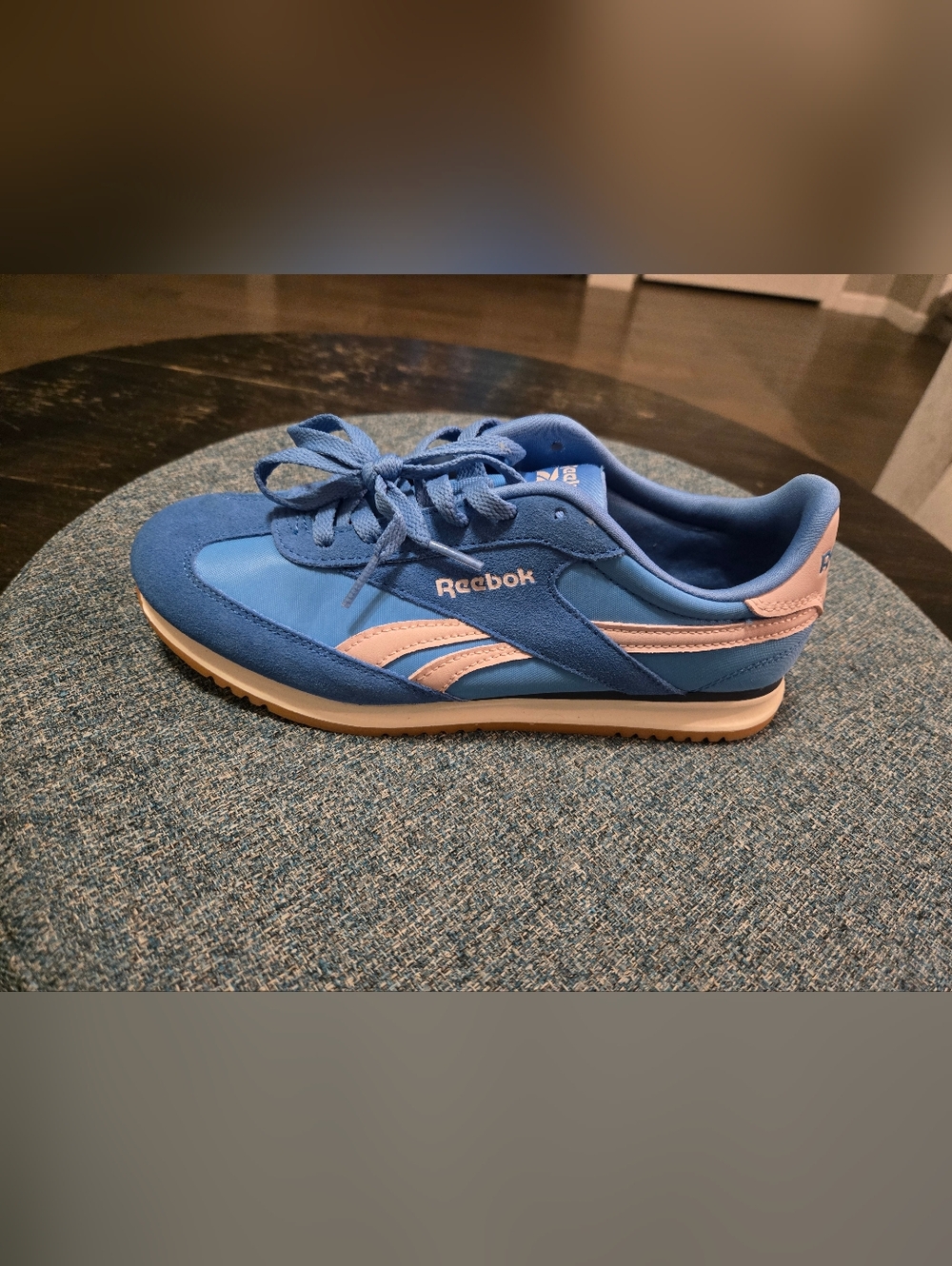 Reebok Fiori Retro Blue and Pink Low-Profile Suede & Nylon Sneakers - Picture 2 of 9